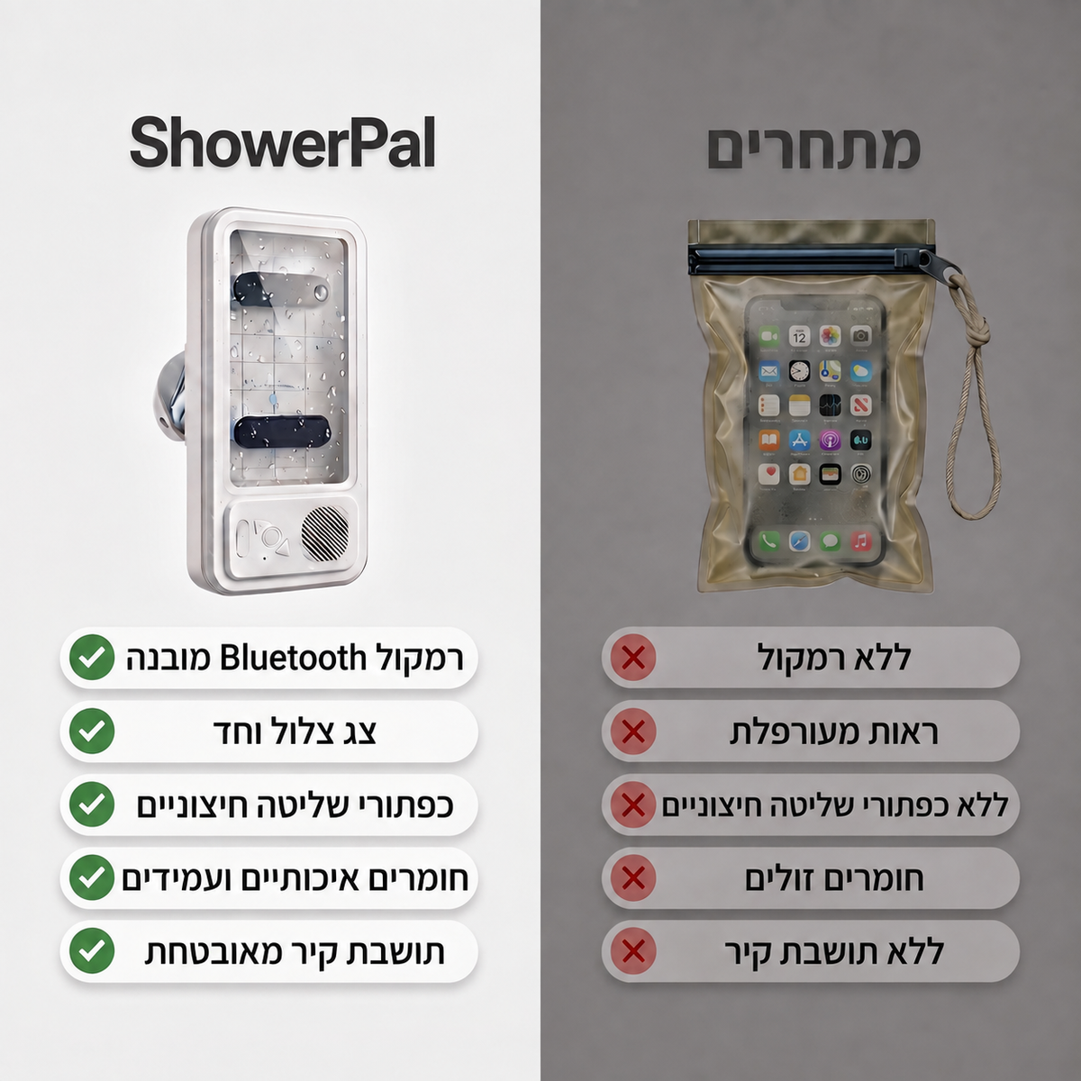 ShowerPal - כיסוי רמקול חכם לטלפון